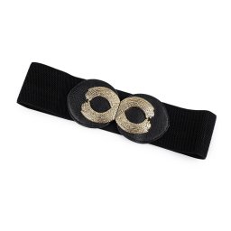 Dámský pásek pružný kovová spona, barva 6 (7,5 cm) černá zlatá