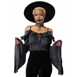 tričko dámské s dlouhým rukávem (halenka) KILLSTAR - Spirit Hand Chiffon - Black - KSRA006036