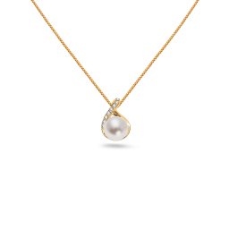 Perlový náhrdelník ve žlutém zlatě se zirkony 8 mm IZ12168Z