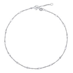 SILVEGO Zlatý řetízek na nohu Singapur z bílého zlata s broušenými destičkami - 1,9 mm - 25 cm