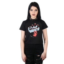 tričko dámské (crop top) Judas Priest - British Steel - ROCK OFF - JPCT01LB