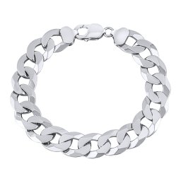 SILVEGO Stříbrný masivní pánský náramek CURB Pancer 12 mm - rhodiovaný - 22 cm