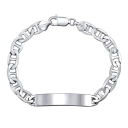 SILVEGO Stříbrný náramek MARINE ID 9 mm - rhodiovaný - 20 cm