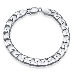 SILVEGO Masivní stříbrný řetěz na ruku SQUARE CURB Pancr 8 mm - 22 cm