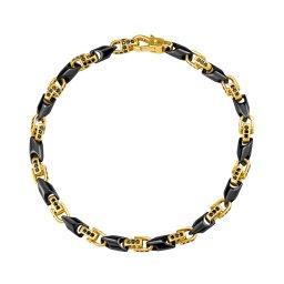 Silvego Pánský masivní zlatý náramek Herald ze žlutého zlata s keramikou a Brilliance Zirconia - 4,5 mm - FNN11035BGYC