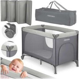 Ricokids Cestovní postýlka RK-240, 125 x 65 x 78 cm, světle šedá