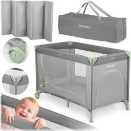 Ricokids Cestovní postýlka RK-240, 125 x 65 x 78 cm, mátově šedá