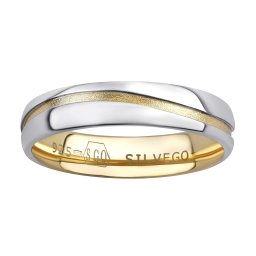 SILVEGO Snubní stříbrný prsten MARIAGE pozlacený žlutým zlatem - obvod 50 mm
