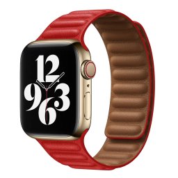 Kožený tah pro Apple Watch Ultra 1/2/3 49mm - červený
