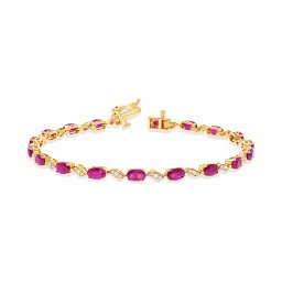 Diamantový náramek s Lab-grown rubíny 4,39ct Rosa, žluté zlato 14K IZLG1551