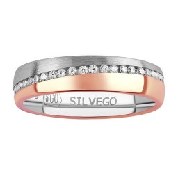 SILVEGO Snubní stříbrný prsten Glowie pozlacený růžovým zlatem s Brilliance Zirconia - obvod 59 mm