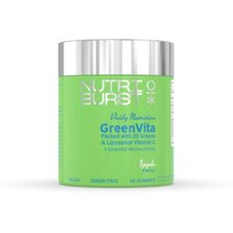 Nutriburst GreenVita gummies s vitamíny C, D3 a zinkem a superpotravinami, příchuť jablko, 60 ks