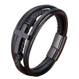 Gaira® Náramek Cross 35010, Barva černá
