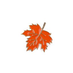 Brož / odznak dýně, listy, barva 4 oranžová list