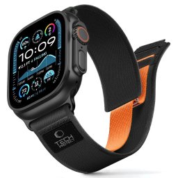 Tech-Protect Nylon Elite Apple Watch 8 9 10 11 SE Ultra 44 45 46 49mm - Black/Orange