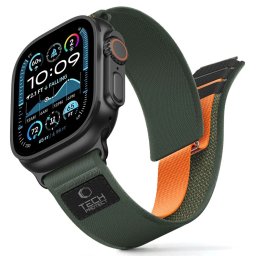 Tech-Protect Nylon Elite Apple Watch 8 9 10 11 SE Ultra 44 45 46 49mm - Green/Orange