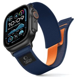 Tech-Protect Nylon Elite Apple Watch 8 9 10 11 SE Ultra 44 45 46 49mm - Navy/Orange