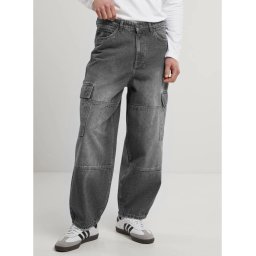 kalhoty pánské (jeans) URBAN CLASSICS - Tapered Heavy Ounce Baggy Cargo - Black Washed - TB6747
