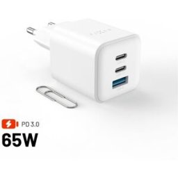 FIXED Mini Gan s 2xUSB-C a USB výstupem a podporou PD 65W bílá