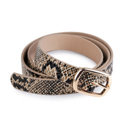 Dámský pásek hadí vzor, barva 2 (2,3 cm) béžová