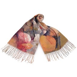 Letní šátek / šála s třásněmi květy 70x175 cm, barva 11 lososová světlá