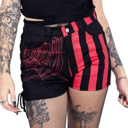 kraťasy dámské HEARTLESS - ARACHNE - BLACK/RED - SH-ARHE-BR
