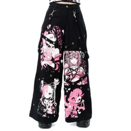 kalhoty dámské CUPCAKE CULT - DOLLHOUSE DETENTION - BAGGY - BLACK - P-DHDT-B