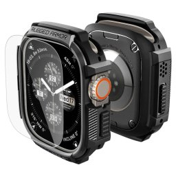 Spigen Rugged Armor s tvrzeným sklem Apple Watch Ultra 1/2/3 49 mm - černé
