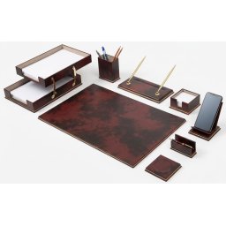 Elegantní stolní set z ECO kůže pro manažery – SET 10 ks (burgundská červená)