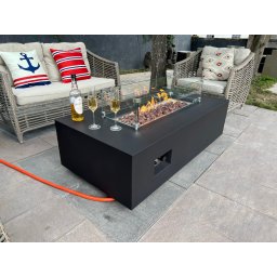 Venkovní ohniště na terasu - plynový stůl s ohništěm 140x70 cm LUXURIO černé