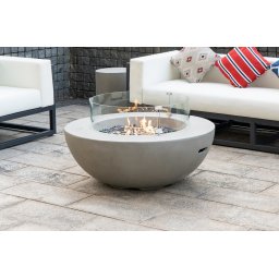 Ohniště plynově - betonový stůl s ohništěm luxusní moderní kulatý - 106x40 cm FÉNIX světle šedá