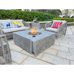 Plynový krb na bombu propan butan + konferenční stůl 106x102 cm - BURNEO šedý