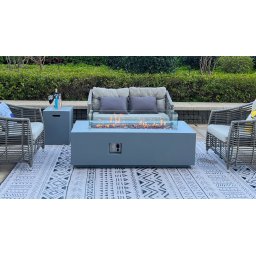 Stoly s ohništěm - plynové ohniště + stůl do zahrady či terasu 152x61 cm PORTOGUAPO