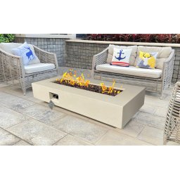 Exteriérové plynové ohniště a stolek konferenční do zahrady 152x70 cm LUMISA béžové