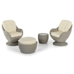 Ratanova křesla set do zahrady či terasu - 2 elegantní moderní křesla + stolek + taburetka