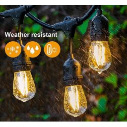 Světelný řetěz na terasu dům (exterier) - Bílé LED žárovky 10ks + 10m kabel + IP44