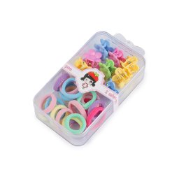 Mini gumičky a skřipce do vlasů v boxu, barva 1 mix květ