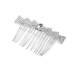 Hřeben kovový do vlasů s broušenými kamínky, barva crystal