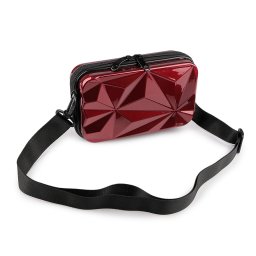 Dámská skořepinová kabelka / pouzdro crossbody s popruhem 18x11 cm, barva 3 červená tmavá