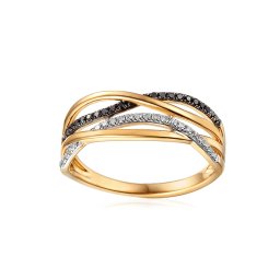 Zlatý prsten s černými diamanty 0.120 ct IZBR094PY