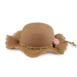 Dívčí letní klobouk / slamák, barva 3 hnědá přírodní