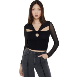 crop top s dlouhým rukávem (tričko dámské) KILLSTAR x KIHILIST - Ink Of Night - Black - KSRA013525
