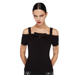 top dámský s odhalenými rameny KILLSTAR - Graveyard Swing Bardot - Black - KSRA013839