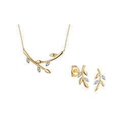 Diamantová souprava lístky, žluté zlato, 14K IZBR662S