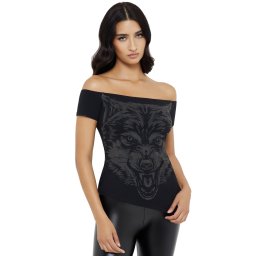 top dámský s odhalenými rameny KILLSTAR - Nocturnal Wolf - Black - KSRA013069