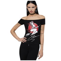 top dámský s odhalenými rameny KILLSTAR x ELVIRA - Moonstruck - Black - KSRA014136
