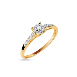 Honosně zdobený zásnubní prsten s diamanty, žluté zlato 14K BSBR141