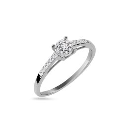 Honosně zdobený zásnubní prsten s diamanty, bílé zlato 14K BSBR141A