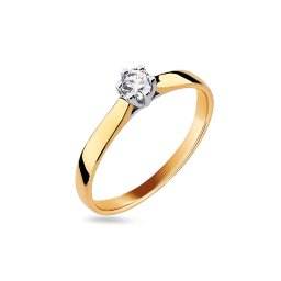 Zásnubní prsten Solitaire s diamantem 0,16 ct, kombinované zlato 14K BSBR155