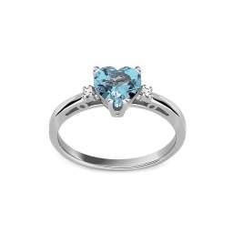 Diamantový prsten s topasem ve tvaru srdce, bílé zlato 14K BSBR109A